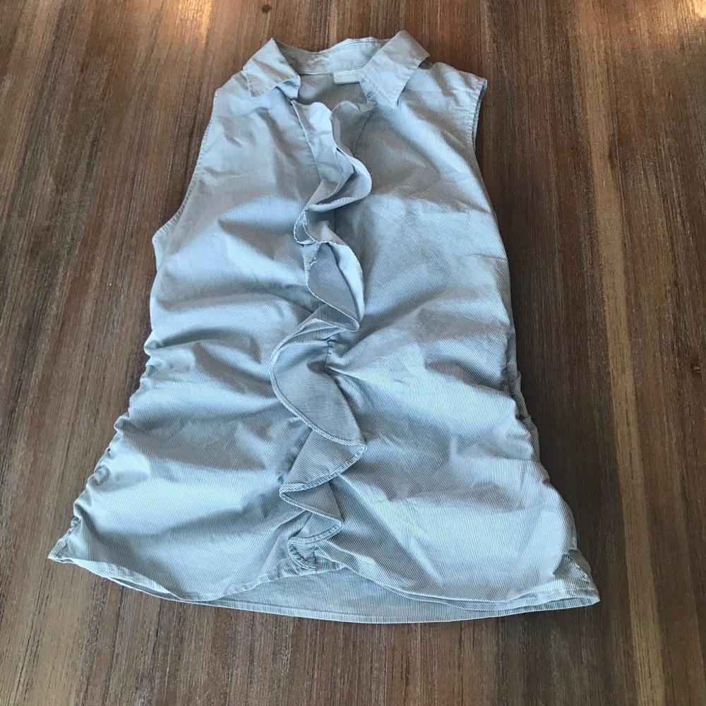 NY&C stripe sleeveless ruffle blouse